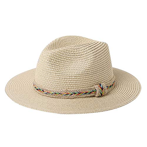 HHF Caps y Sombreos para Las Mujeres 2018 Nuevo Sombrero de Vaquero con Gorra de Playa Verano Guita de Color (Color : Natural, tamaño : 56-58cm)