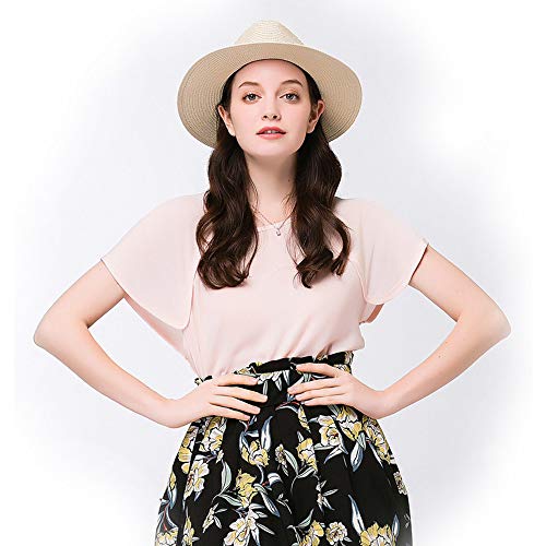 HHF Caps y Sombreos para Las Mujeres 2018 Nuevo Sombrero de Vaquero con Gorra de Playa Verano Guita de Color (Color : Natural, tamaño : 56-58cm)