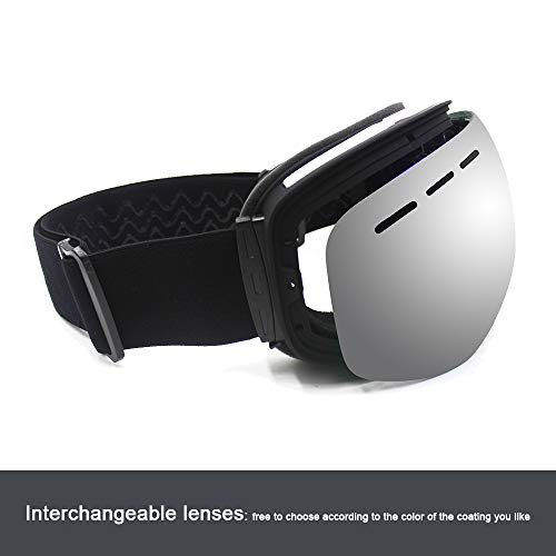 HHORD Snowboard del Esquí De Nieve Gafas Hombres Mujeres Anti-Fog 100% De Protección sobre Los Vidrios Gafas, Marco De TPU, Sistema De Lente Desmontable,E