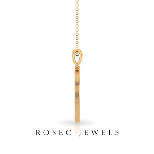HI-SI - Collar con colgante de alfabeto de diamante de 1/2 ct, letra R, cadena de nombre, colgante de aniversario de las mujeres, collar de abalorios de uso diario,10K Oro amarillo Sin cadena