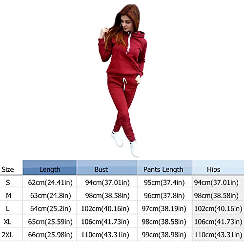 HIAME Sudaderas con Capucha Jogger Outfit Mujer, Sudadera y Pantalones con Capucha de Manga Larga, Jumpers Sweat Suits, Trajes Deportivos para Mujeres Gym, 2 Piezas Sports Sets Chándal