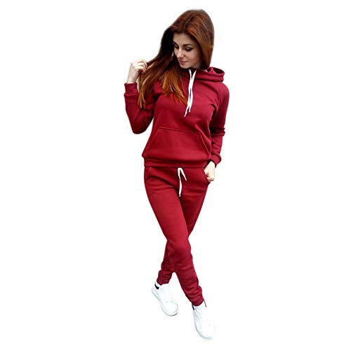HIAME Sudaderas con Capucha Jogger Outfit Mujer, Sudadera y Pantalones con Capucha de Manga Larga, Jumpers Sweat Suits, Trajes Deportivos para Mujeres Gym, 2 Piezas Sports Sets Chándal