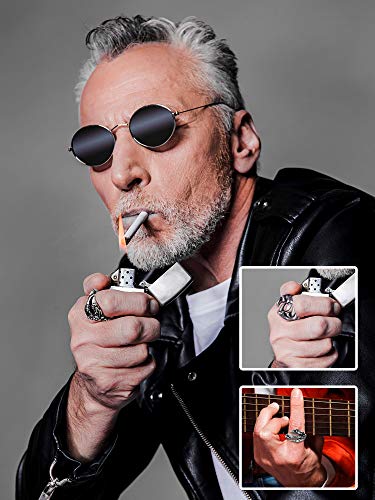 Hicarer 8 Piezas Anillos Punk Vintage Anillo Ajustable de Pulpo Dragón Serpiente