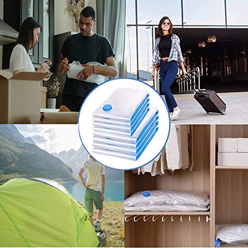 Hiegvor Bolsas de Almacenaje al Vacío,8Piezas(2*100x80 + 4*80x60 + 2*60x40cm + 1*Bomba)Bolsa Vacio Ropa Aspiradora, Bolsas Ahorro de Espacio para Guardar Ropas, Almohadas,Mantas,Edredones,Viaje