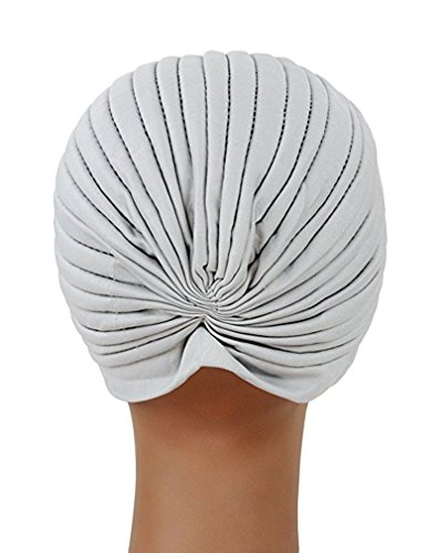 hikong - 2 paños musulmanes para mujer, turbante indio, turbante para la cabeza, para la pérdida de cabello o quimioterapia, talla única Negro y gris. Talla única