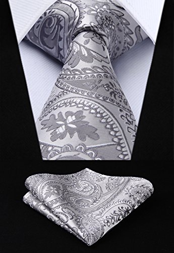 HISDERN Chaleco y Corbata de Jacquard Floral Paisley Clasico para Hombre y Traje de Chaleco Cuadrado de Bolsillo