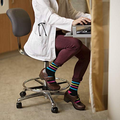 HLTPRO Calcetines de compresión para mujeres y hombres circulación, paquete de 3 calcetines hasta la rodilla para enfermeras, correr, viajes, embarazo, S-M, Morado/azul/amarillo.