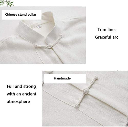 HLZY China Tradicional Tai Chi Uniformes Kung Fu Tela Tradicional China Traje Masculino Artes Marciales Tangzhuang Kung Fu Chaqueta de Manga Corta Trajes Camisa Zen Meditación Ropa