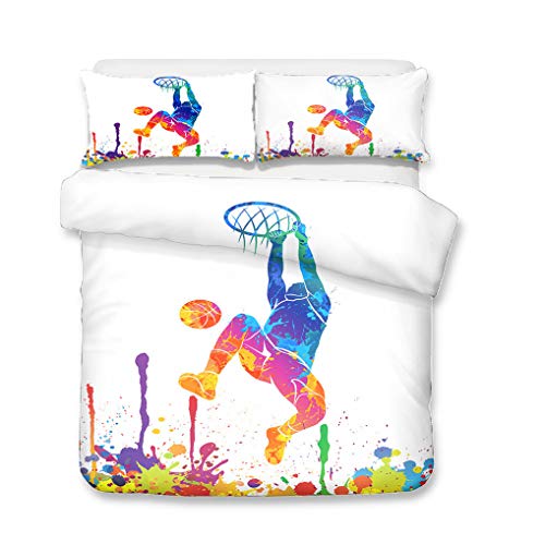 HNHDDZ Funda Edredón Impresión 3D Baloncesto Estilo Deportivo Juego Cama Funda Almohada Cielo Estrellado Universo Blanco Negro Amarillo Los Adolescentes Niño niña (Estilo 4, 150x200 cm - Cama 90 cm)