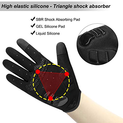 HNOOM Guantes Ciclismo Guantes MTB de Completos Dedos Guantes Bicicleta Montaña, Guantes Bicicleta Antideslizante Guantes Deportivos con Pantalla táctil de Correr Ciclismo Moto Deportivos (Negro, L)