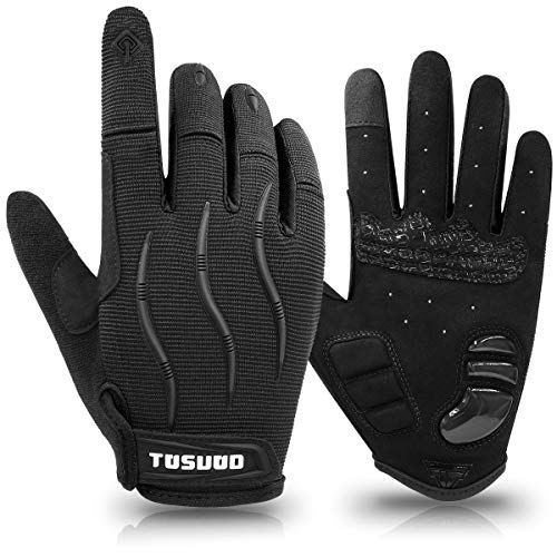HNOOM Guantes Ciclismo Guantes MTB de Completos Dedos Guantes Bicicleta Montaña, Guantes Bicicleta Antideslizante Guantes Deportivos con Pantalla táctil de Correr Ciclismo Moto Deportivos (Negro, L)