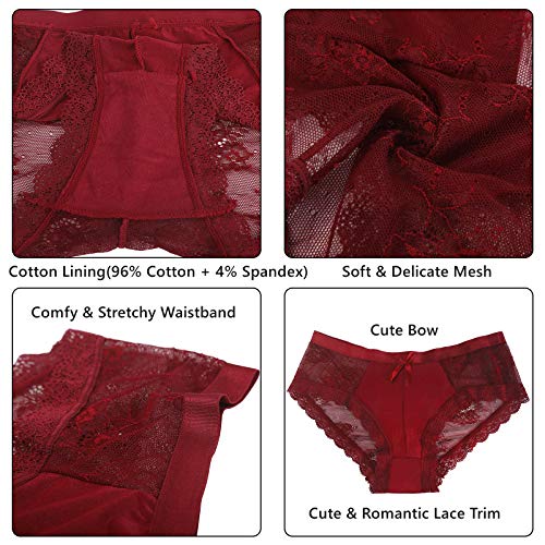 HOKEMP Bragas de Encaje de Mujer Braguitas Ultra Delgadas Sexy Low Rise Calzoncillos de Encaje Bikini Bragas