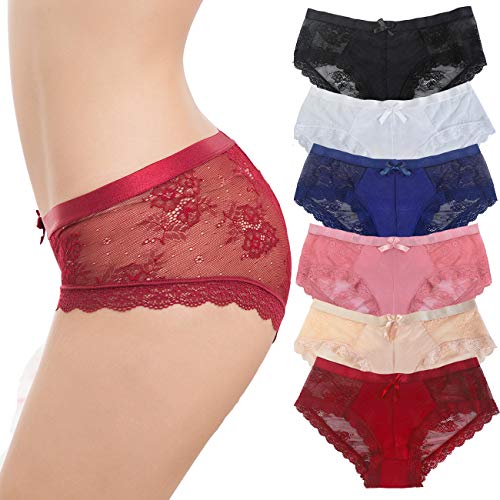 HOKEMP Bragas de Encaje de Mujer Braguitas Ultra Delgadas Sexy Low Rise Calzoncillos de Encaje Bikini Bragas