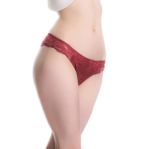HOKEMP Mujer Braga Tanga de Encaje para Braguita Pantalones Señoras Ropa Interior Pack de 6