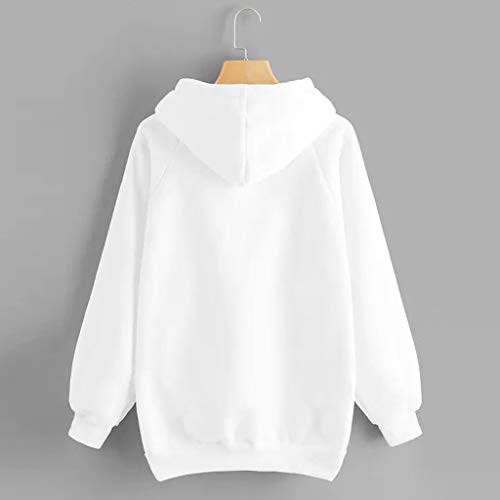 Holatee Sudaderas Mujer con Capucha Baratas Hoodies Sweatshirt Chicas Adolescentes con Bolsillos Canguro (Blanco, L)