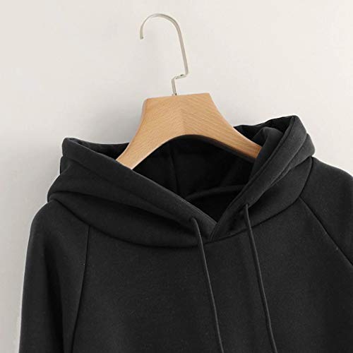 Holatee Sudaderas Mujer con Capucha Baratas Hoodies Sweatshirt Chicas Adolescentes con Bolsillos Canguro (Negro, L)