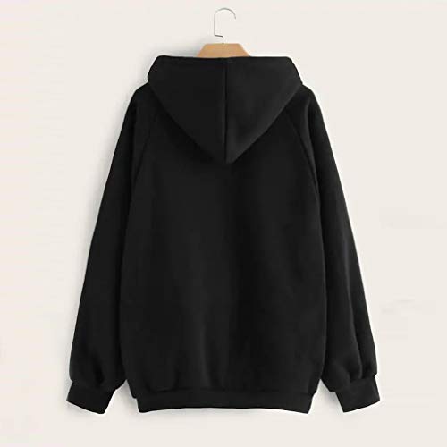 Holatee Sudaderas Mujer con Capucha Baratas Hoodies Sweatshirt Chicas Adolescentes con Bolsillos Canguro (Negro, L)