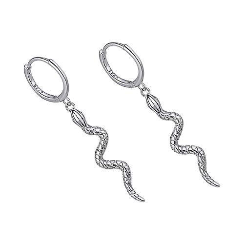 Holibanna Aretes de Serpiente Pendientes de Aleación de Estilo Punk Pendientes de Joyería Animal para Mujeres Hombres Damas (Oro Blanco)
