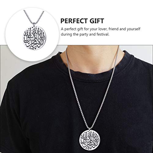 Holibanna Collar de Alá Musulmán para Hombre Joyería Árabe Collar de Alá Colgante Musulmán para Hombre Joyería Árabe Islámica de Acero Inoxidable