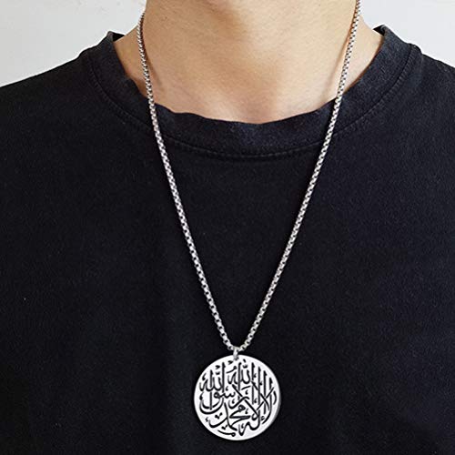 Holibanna Collar de Alá Musulmán para Hombre Joyería Árabe Collar de Alá Colgante Musulmán para Hombre Joyería Árabe Islámica de Acero Inoxidable