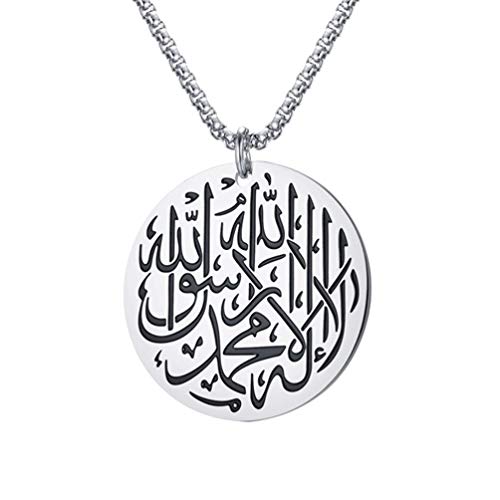 Holibanna Collar de Alá Musulmán para Hombre Joyería Árabe Collar de Alá Colgante Musulmán para Hombre Joyería Árabe Islámica de Acero Inoxidable
