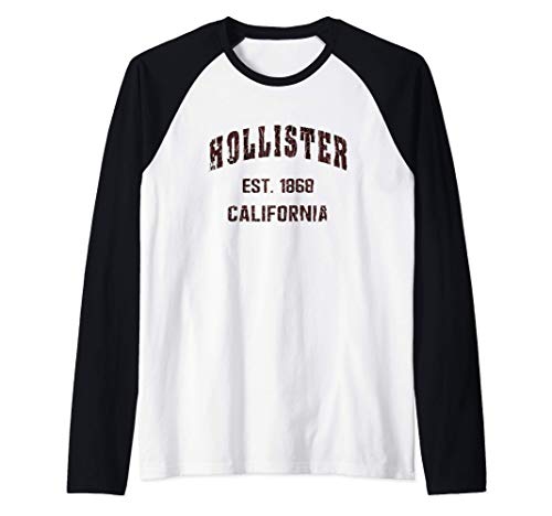 Hollister, California Home Souvenir . EST. 1868 Camiseta Manga Raglan