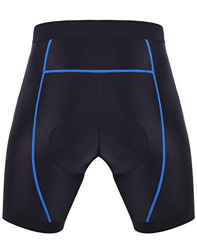 HoloHolo Pantalones Cortos de Bicicleta Ropa Interior Ciclismo Culotte Calzoncillos con Antideslizantes Ciclismo con Badana Gel para Hombre y Mujere MTB Bici Acolchado Ciclista Unisexo (Azul, XL)