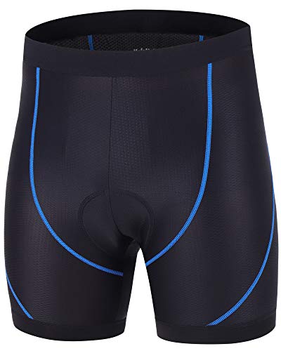 HoloHolo Pantalones Cortos de Bicicleta Ropa Interior Ciclismo Culotte Calzoncillos con Antideslizantes Ciclismo con Badana Gel para Hombre y Mujere MTB Bici Acolchado Ciclista Unisexo (Azul, XL)