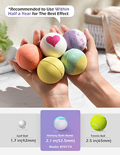 Homasy 12 Piezas Bombas de Baño, Set de Regalo de Bomba de Baño de con Aceites Esenciales Naturales, Manteca de Karité, Sal Marina, Efervescentes de Burbujas SPA para Niños, Mujeres, Mamá, Novia