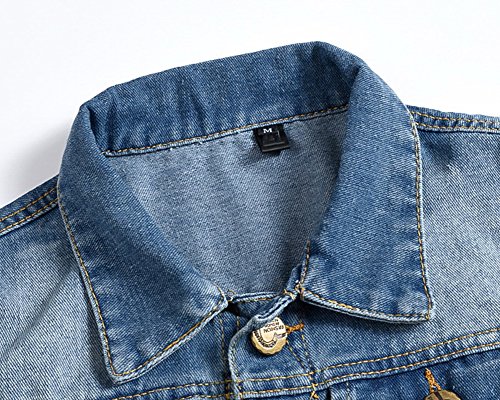 Hombre Clásico Chaleco Sins Mangas De Mezclilla Chaleco Jean Chaqueta De Vaquero Azul Claro XL