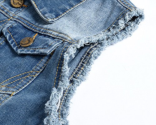 Hombre Clásico Chaleco Sins Mangas De Mezclilla Chaleco Jean Chaqueta De Vaquero Azul Claro XL