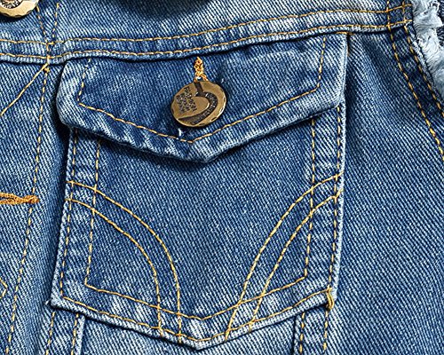 Hombre Clásico Chaleco Sins Mangas De Mezclilla Chaleco Jean Chaqueta De Vaquero Azul Claro XL