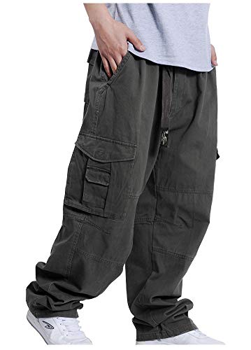 Hombre Pantalones De Chic s Hop Los Hip De Friends Pantalones De Carga Estilo Hipster Holgados Pantalones Rectos De Pierna Recta Suelta De Color Sólido De Sólido (Color : Army Grün, One Size : 3XL)