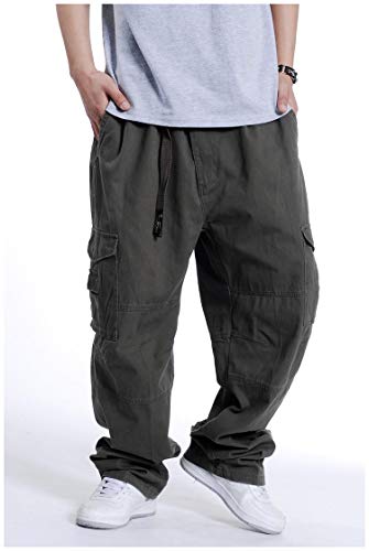 Hombre Pantalones De Chic s Hop Los Hip De Friends Pantalones De Carga Estilo Hipster Holgados Pantalones Rectos De Pierna Recta Suelta De Color Sólido De Sólido (Color : Army Grün, One Size : 3XL)