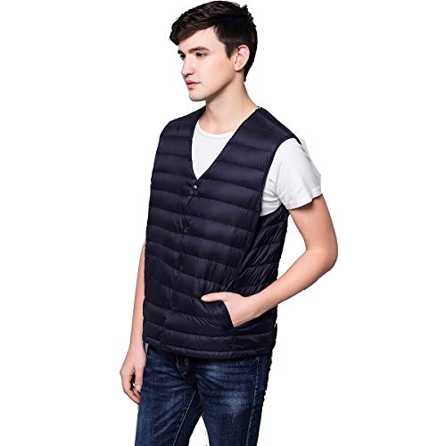 Hombre Ultra-Light Chaleco de Pluma Sin Cuello Plegable Down Chaquetas,Hombre Chaleco Acolchado Ligero Sudadera de Plumón Ropa de Invierno para Chicos Juvenil de Moda