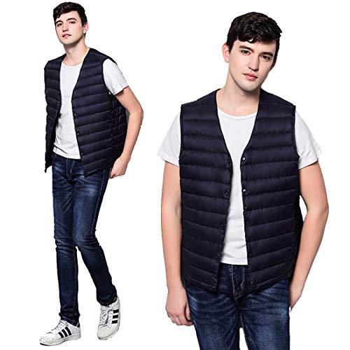 Hombre Ultra-Light Chaleco de Pluma Sin Cuello Plegable Down Chaquetas,Hombre Chaleco Acolchado Ligero Sudadera de Plumón Ropa de Invierno para Chicos Juvenil de Moda