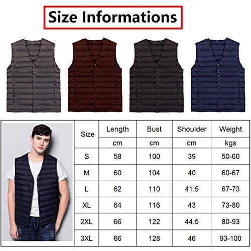 Hombre Ultra-Light Chaleco de Pluma Sin Cuello Plegable Down Chaquetas,Hombre Chaleco Acolchado Ligero Sudadera de Plumón Ropa de Invierno para Chicos Juvenil de Moda