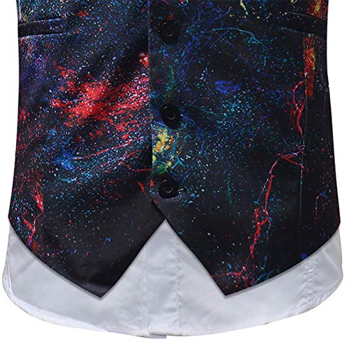 Hombres Chaleco De Traje Botón Blazer Sin Mangas Imprimir Escudo Chaqueta L