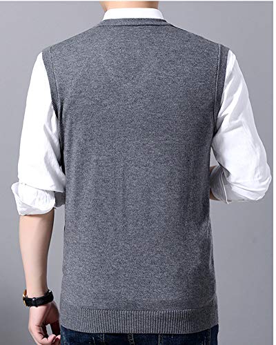 Hombres Mangas con Cuello En V Chaleco Prendas De Punto Sin Mangas Caballero Gris 3XL