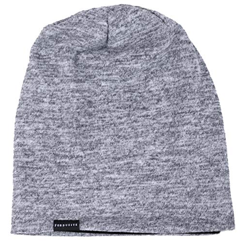Hombres Slouch Gorrita Tejida Tejer Casquete Largo Holgado Forrado Invierno Verano Sombreros (Pálido)