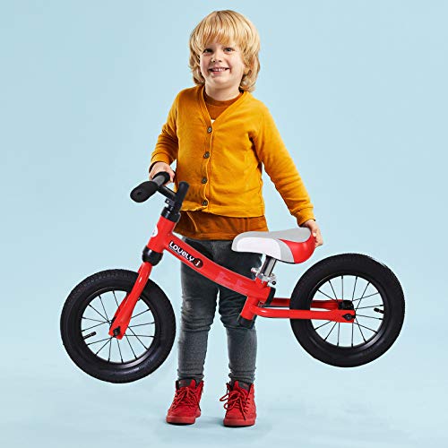 HOMCOM Bicicleta sin Pedales Sillín Regulable 31-45cm Recomendado para niños + 2 Años Rueda de Goma Carga 25kg 65x33x46cm Rojo