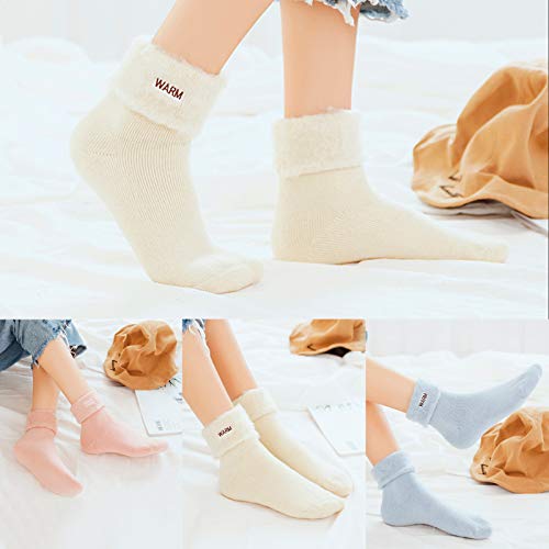 Homealexa 3 Pares Calcetines Térmicos Cálidos para Mujeres y Hombres, Calcetines de Invierno de Punto con Interior de Felpa, Calcetines de Invierno Gruesos y Suaves