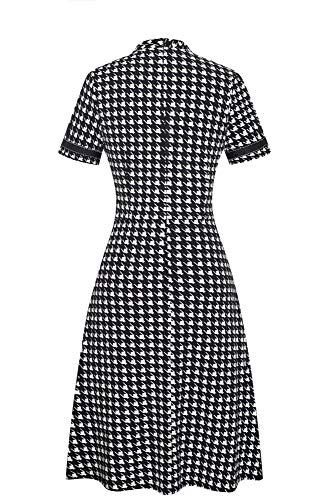 HOMEYEE A135 - Vestido vintage para mujer, cuello redondo, manga 3/4, estilo de retazos, acampanado, vestido de cocktail