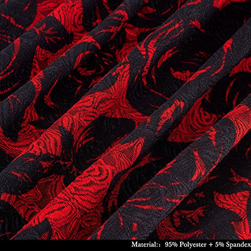 HOMEYEE Vestido de cóctel Floral sin Mangas con Cuello en V sin Mangas Vintage Rose B425(EU 38 = Size M,Rojo)