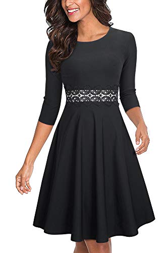 HOMEYEE Vestido de cóctel sin Mangas Bordado de la Vendimia de Las Mujeres UKA079 (EU 36 = Size S, Negro + Tela B)