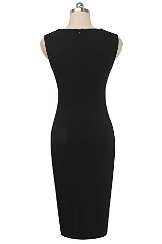 HOMEYEE Vestido sin Mangas de Negocios con Contraste en Color elástico Vintage de Mujer B517 (EU 36 = Size S, Albaricoque + Negro)