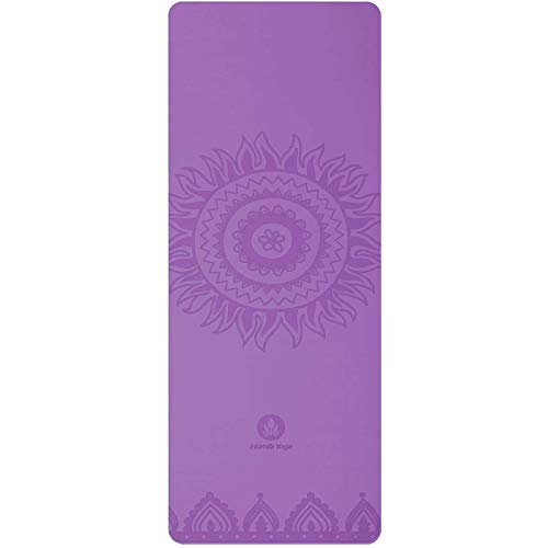 Homfa Esterilla de Yoga Antideslizante 2-in-1 de Tapete y Toalla Yoga Mat Sudor Absorbente Colchoneta de Gimnasia de PU y Caucho Natural con Double Capas 4.0 mm de Grosor 185 x 68 de Color Morado
