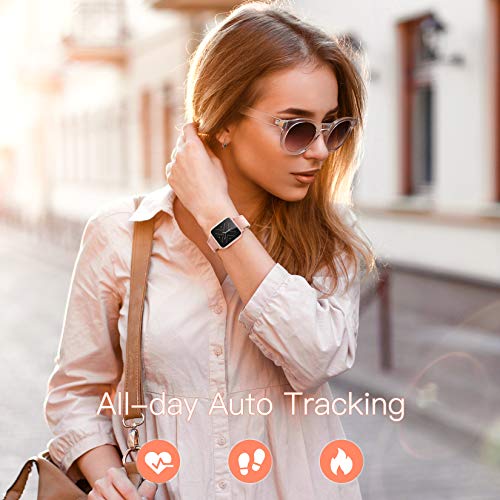 Hommie Smartwatch Mujer, Reloj Inteligente Mujer 1.3” Táctil Completa, Pulsera Actividad Mujer IP68 con 17 Deportes, Pulsómetros, Monitor de Sueño, Seguimiento del Menstrual,Control de Cámara