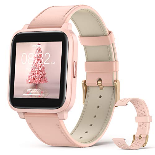 Hommie Smartwatch Mujer, Reloj Inteligente Mujer 1.3” Táctil Completa, Pulsera Actividad Mujer IP68 con 17 Deportes, Pulsómetros, Monitor de Sueño, Seguimiento del Menstrual,Control de Cámara