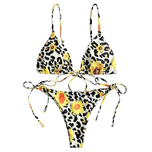 Honestyi Bikinis Mujer Push Up Conjunto BañAdor Sexy Bikinis BrasileñOs Tanga De Tiro Bajo Traje De BañO De Estampado Leopardo Ropa De Playa